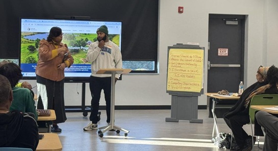Youth perspectives at N4J’s public speaking workshop in Greensboro, NC (Dec. 2024) where knowledge was shared across generations. Facilitated by Avis Gray