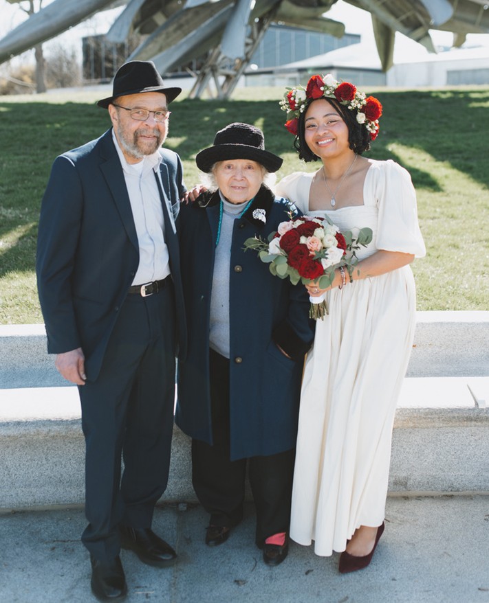 Lorena James with her grandparents